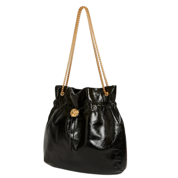 Elegant Black Drawstring Shoulder Bag