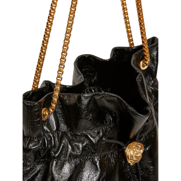 Elegant Black Drawstring Shoulder Bag