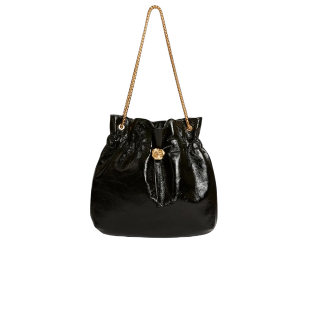 Elegant Black Drawstring Shoulder Bag