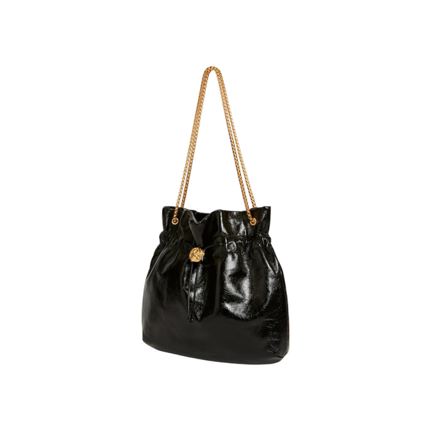 Elegant Black Drawstring Shoulder Bag
